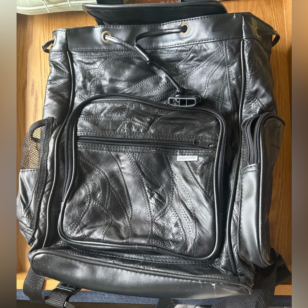 Black Leather Backpack